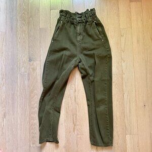 ZARA Olive Green Denim Cinch Jeans